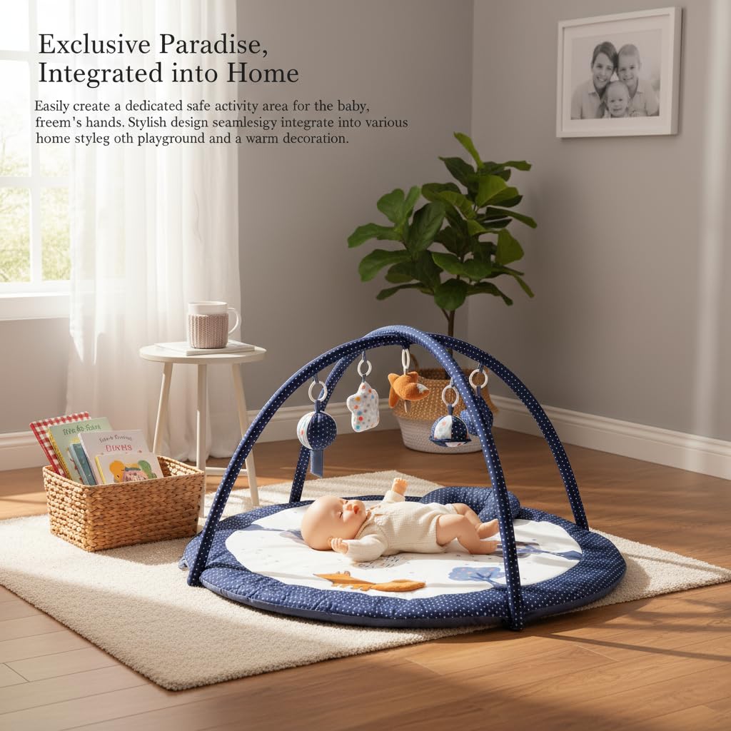 LULLABY COTTON robust arch-frame keeps toys steady during tummy time.