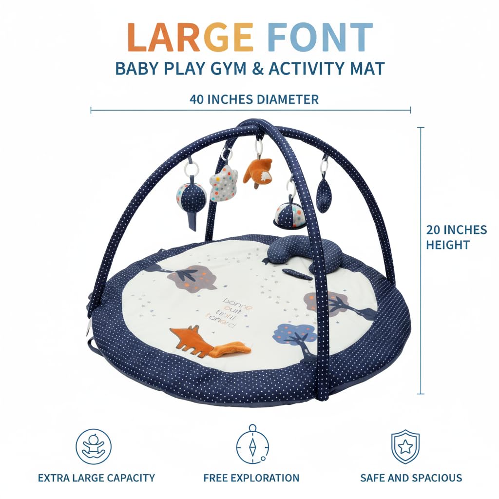 LULLABY COTTON tummy time mat with Little Fox offers cozy newborn exploration.