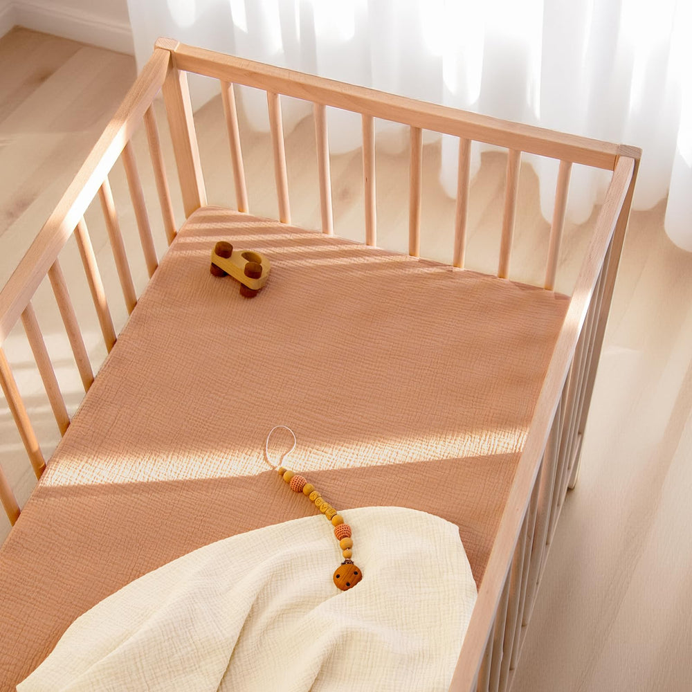 Lulu Moon muslin crib sheets easy-care machine washable for quick nursery cycles