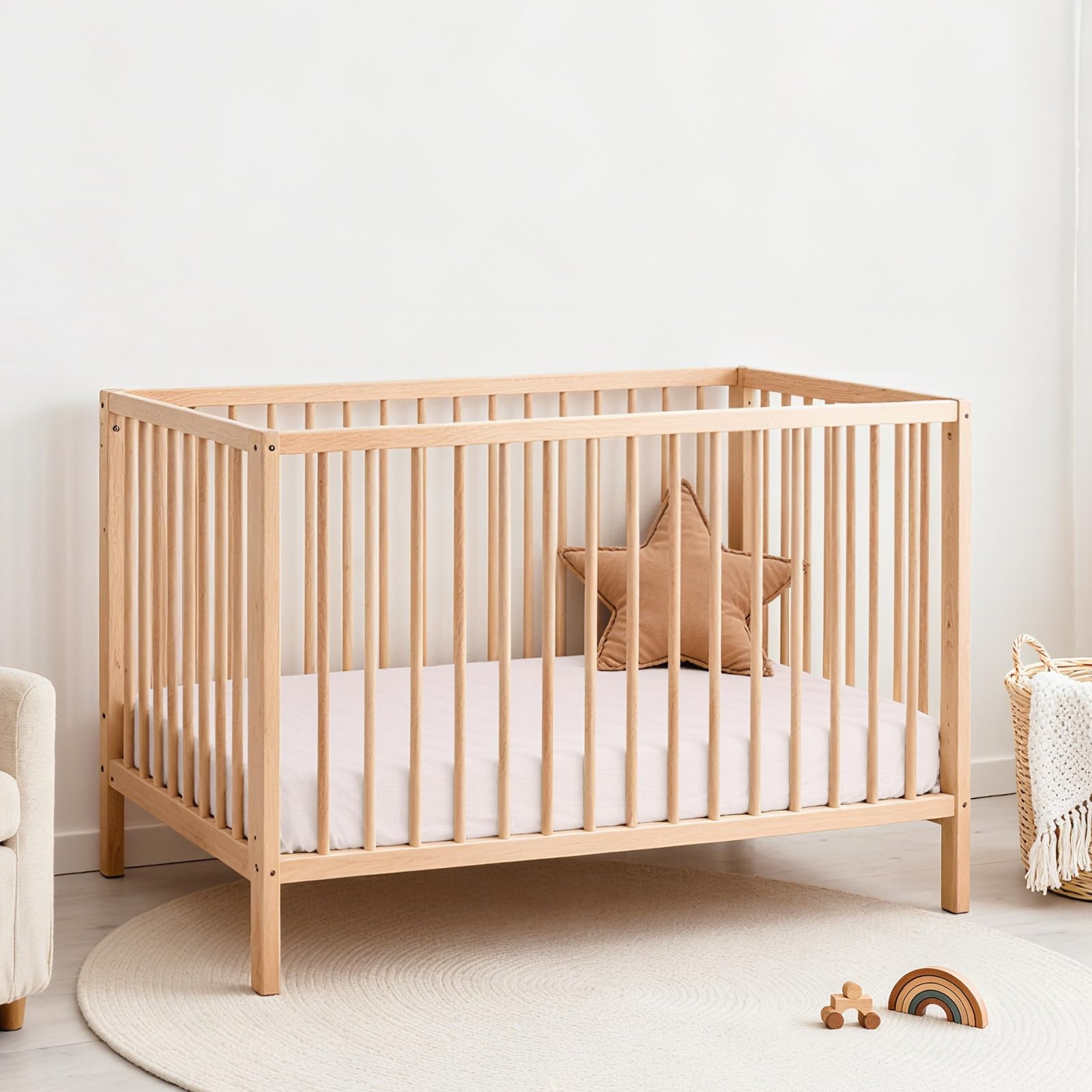 Lulu Moon muslin crib sheets nursery decor close-up for cohesive bedding look.