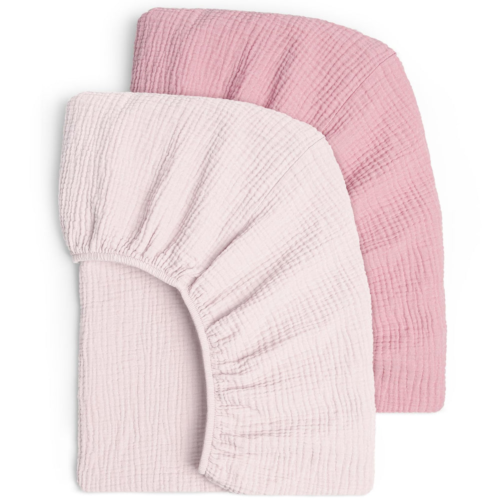 Lulu Moon muslin crib sheets soft fabric close-up showing breathable comfort.