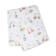 Lulujo Golf Swaddle blanket nursing cover use for discreet feeding
