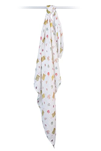 Lulujo football swaddle 47x47 size image highlights roomy coverage.