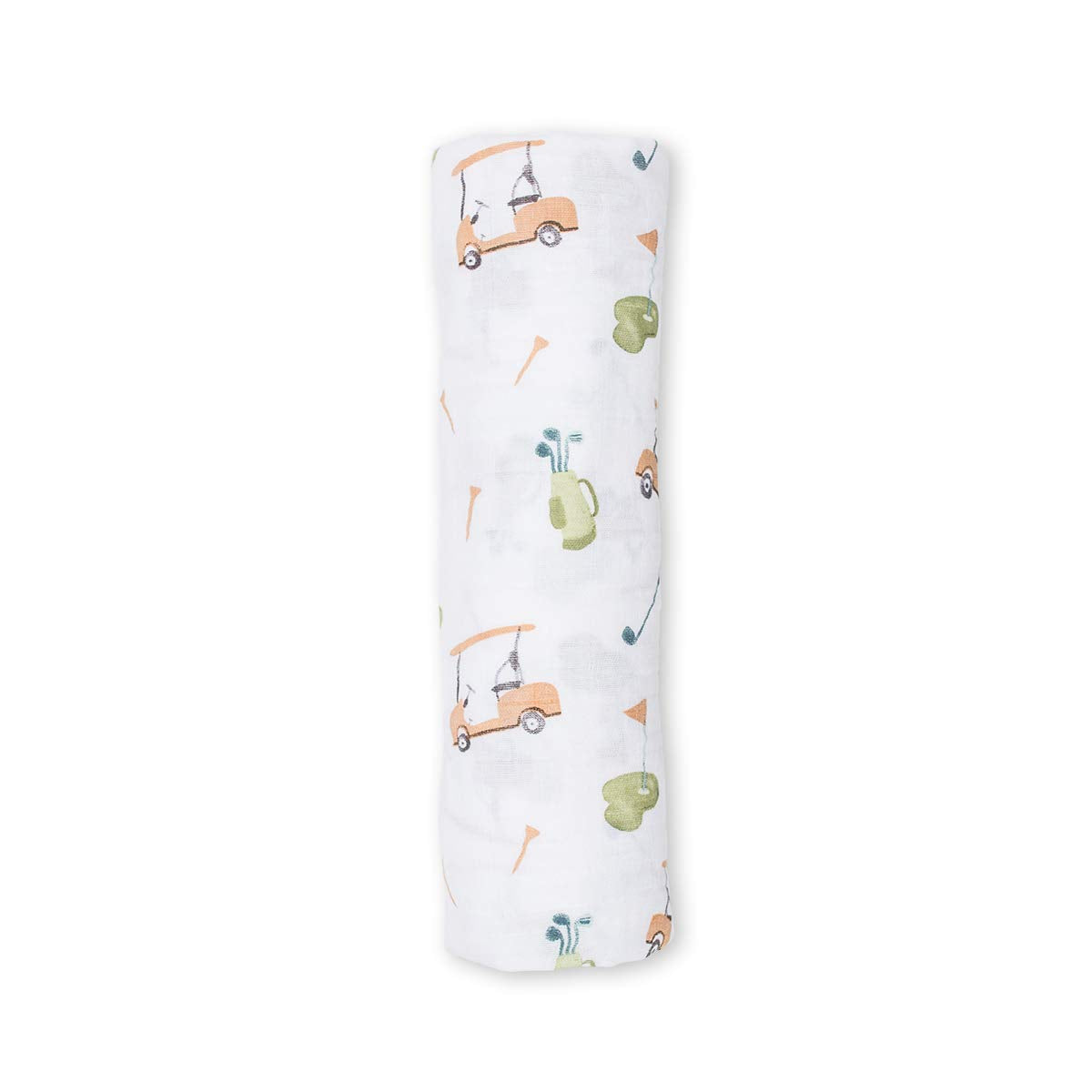 Lulujo Golf Swaddle blanket full view highlights 47x47 inches for versatile baby covering