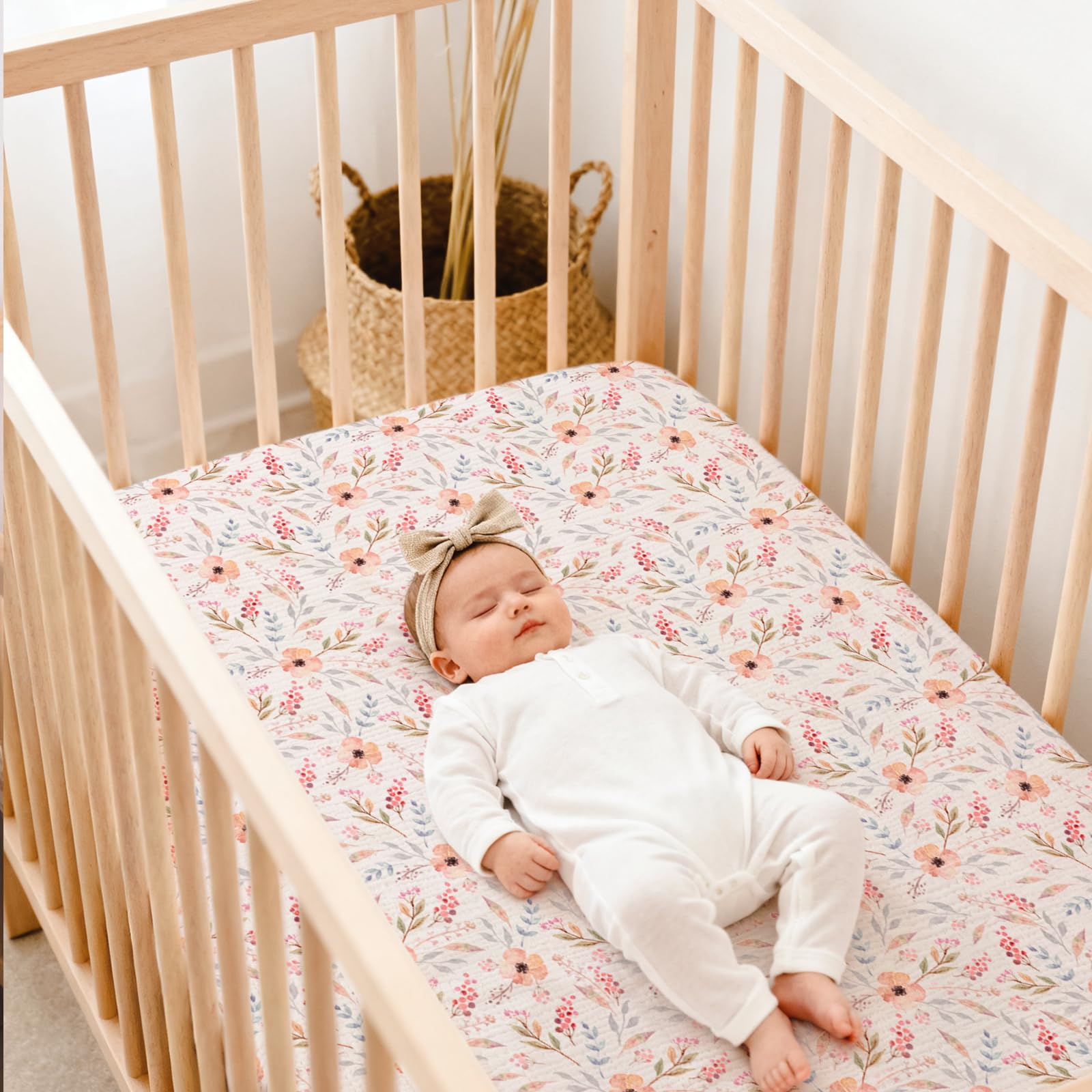 Lulumoon 2-pack unfolded fitted crib sheets show generous size and finish.
