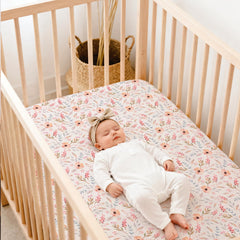 Lulumoon 2-pack unfolded fitted crib sheets show generous size and finish.
