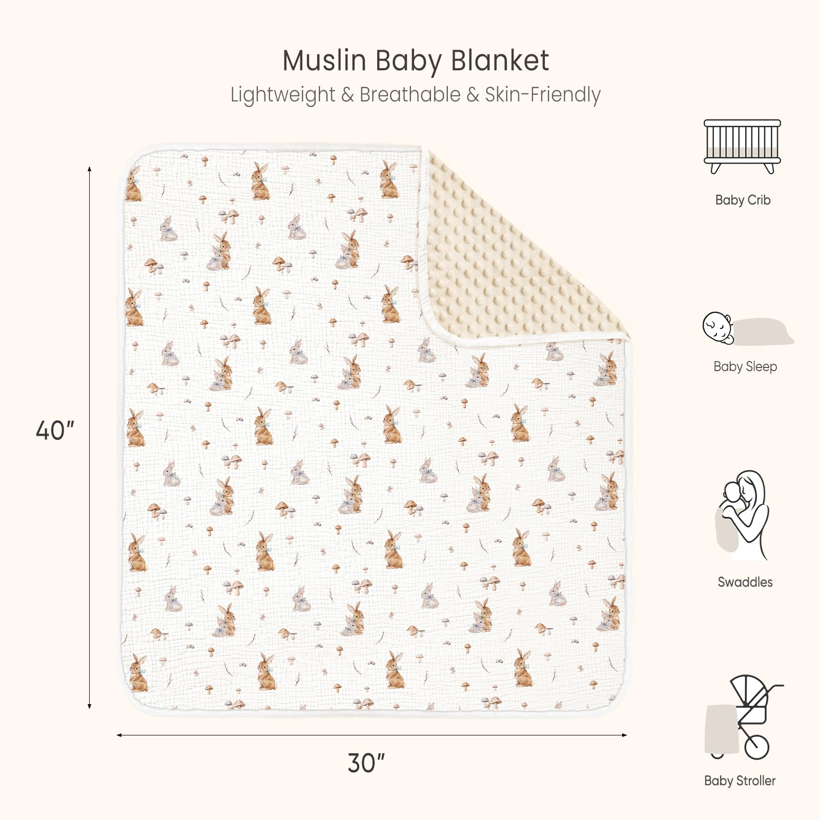 Lulumoon soft muslin-minky blend supports nap times and cuddles.