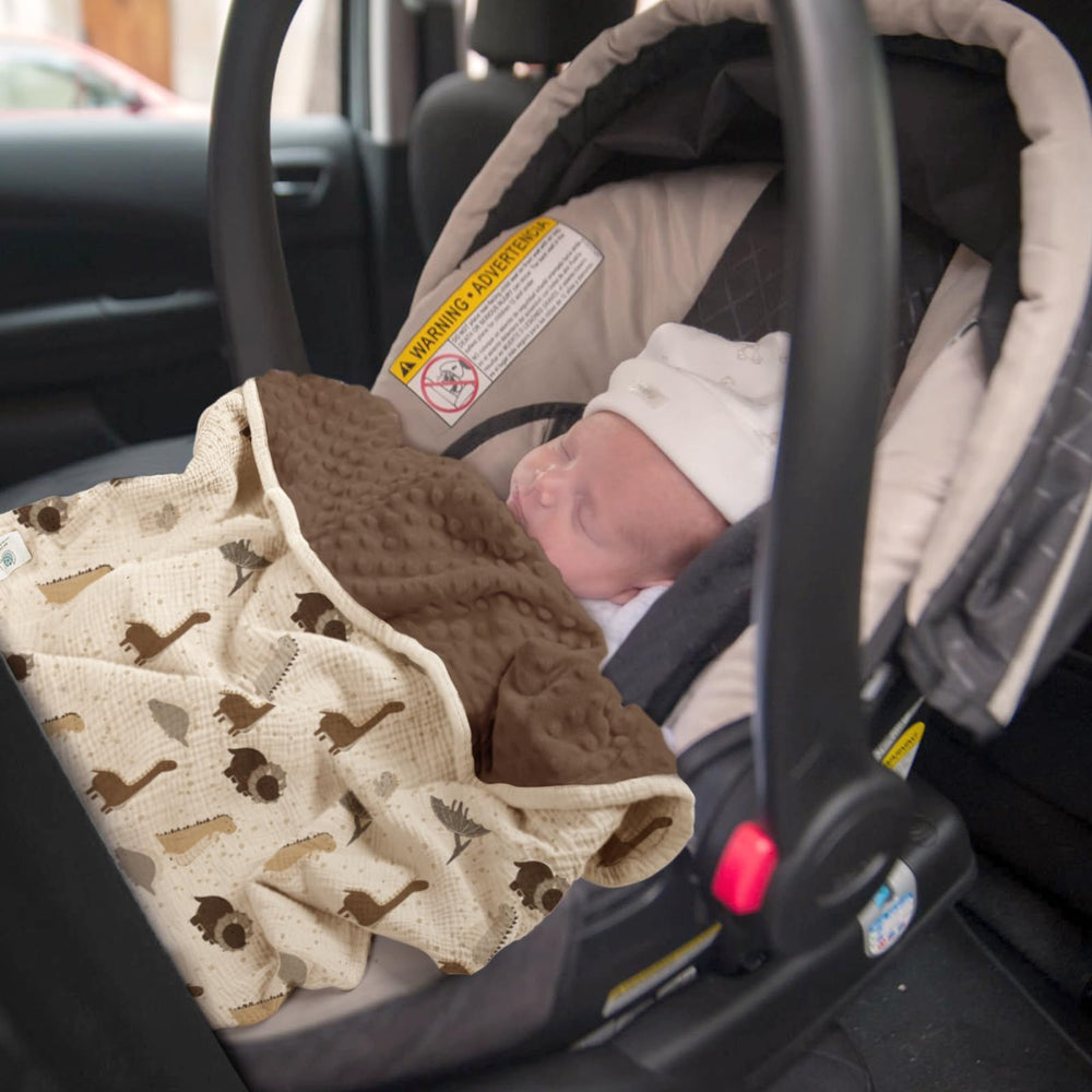 lulumoon stroller and car-seat-ready blanket in neutral tones