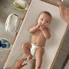 Lulumoon changing pad cover buckle holes for safety strap compatibility