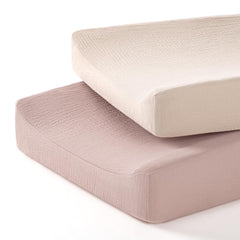 Lulumoon changing pad cover muslin close-up showing soft breathable fabric for sensitive skin