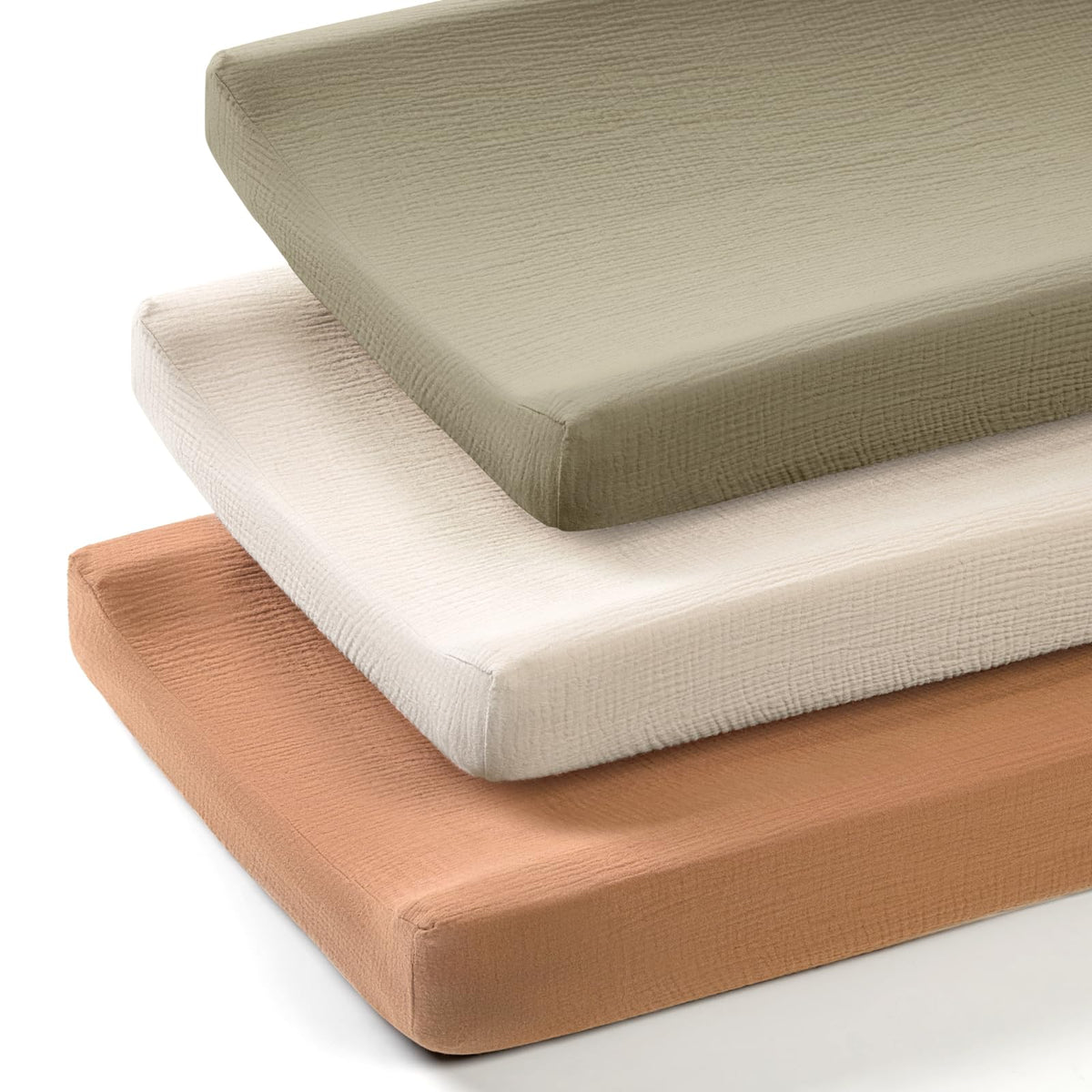 Lulumoon baby changing pad cover close-up shows soft muslin fabric for gentle skin