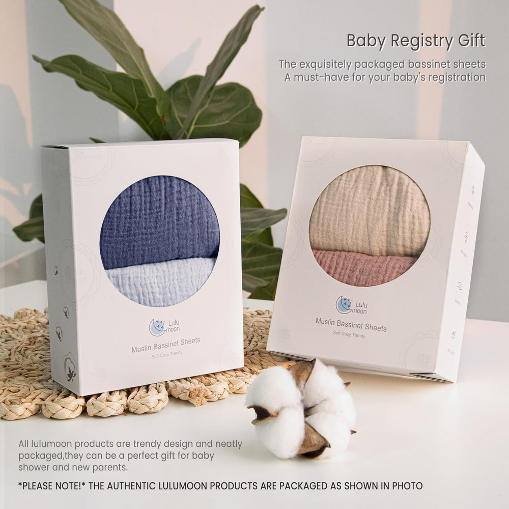 lulumoon baby muslin bassinet sheets oval-rectangle-hourglass fit demonstrates universal compatibility
