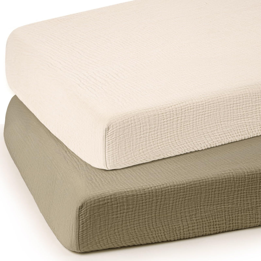 lulumoon baby muslin crib sheet, soft and breathable for gentle baby comfort