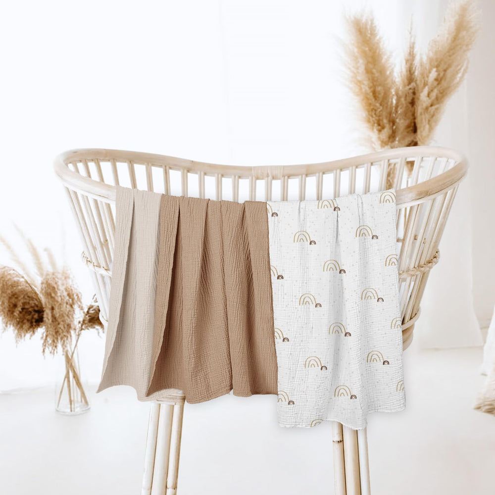 Lulumoon baby muslin swaddle blanket 40x40 size ideal for secure swaddling.
