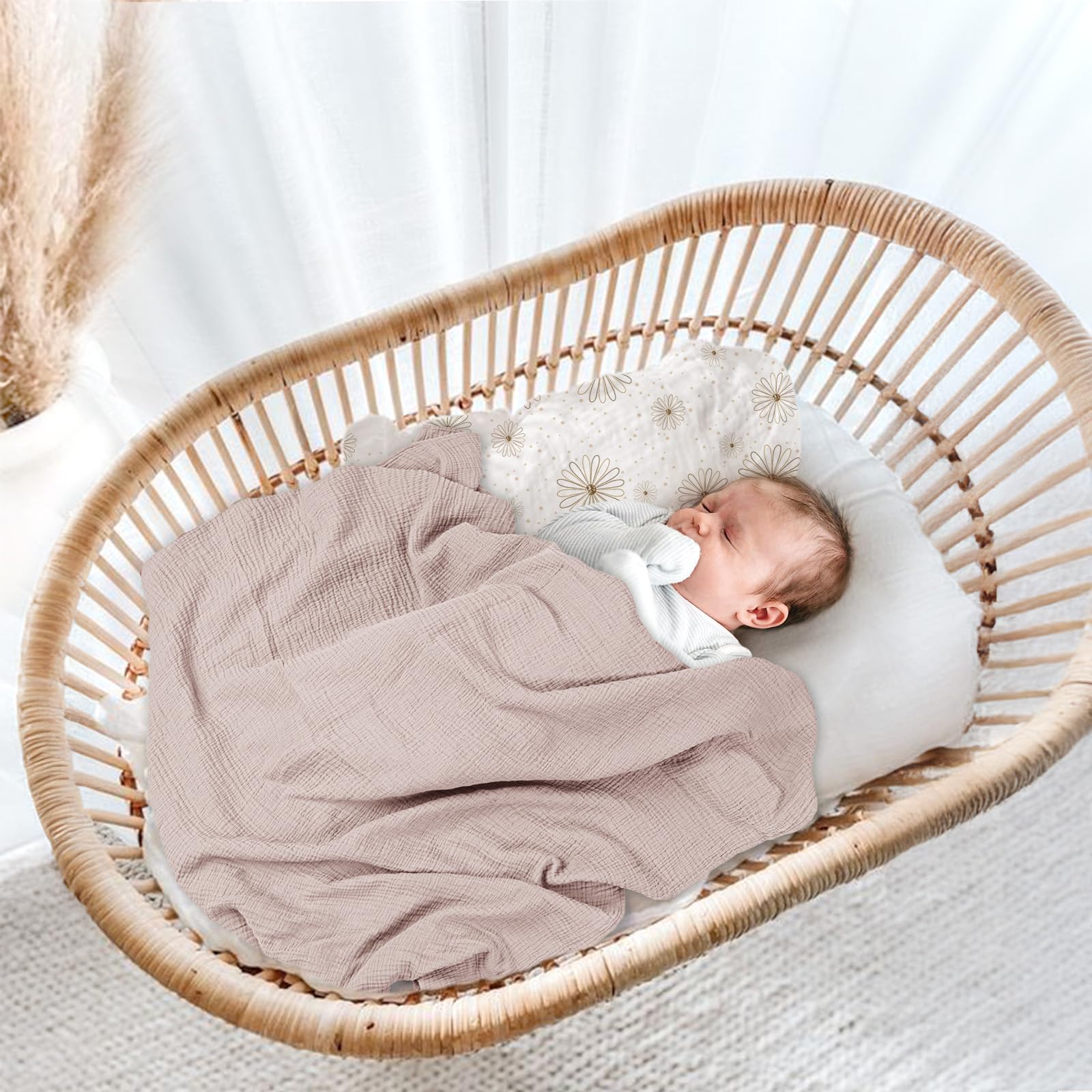 Lulumoon muslin towel dries gently after bath time with warmth