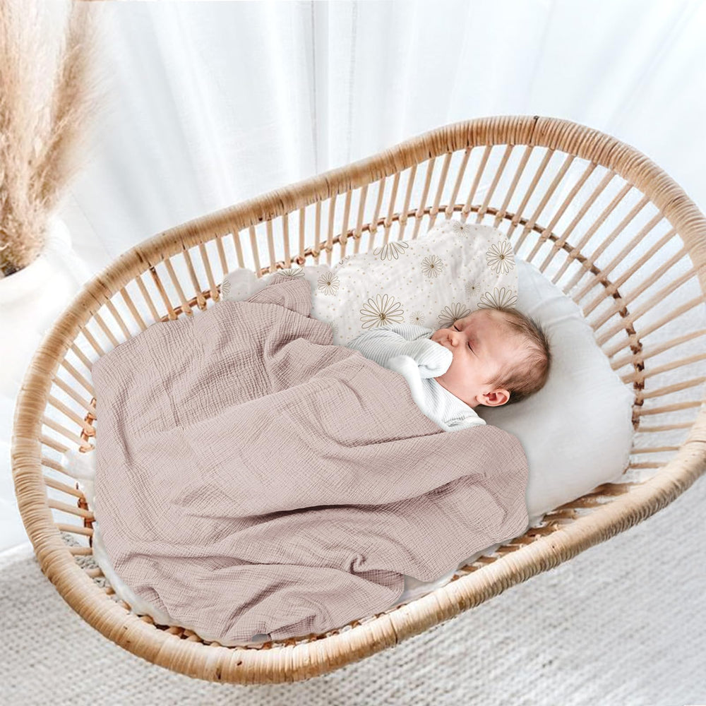 Lulumoon muslin towel dries gently after bath time with warmth