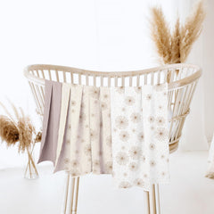 Lulumoon swaddle blanket SandDaisy folded neatly for storage and gifting