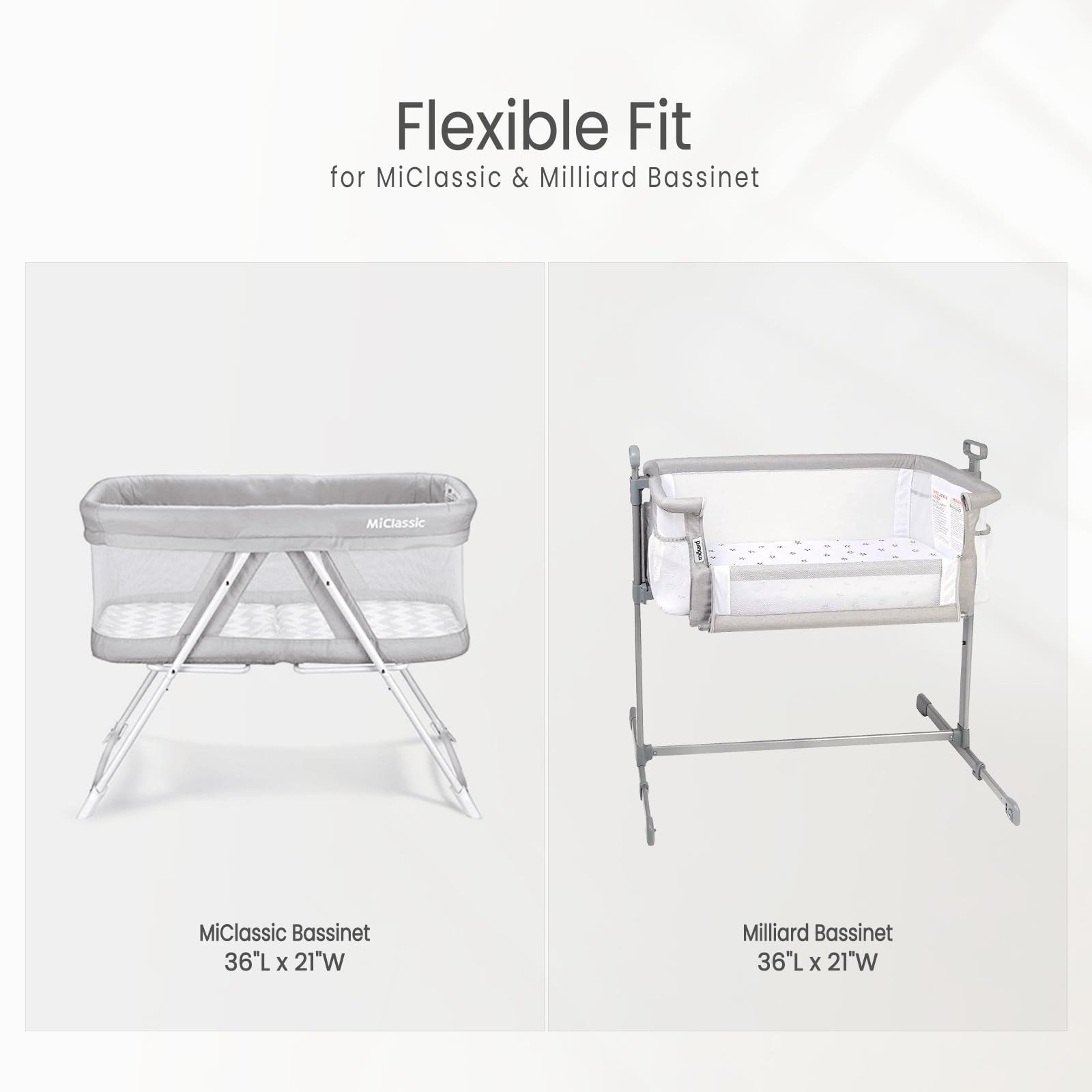 lulumoon bassinet sheet secure-fit elastic edge demonstrates snug, secure fit