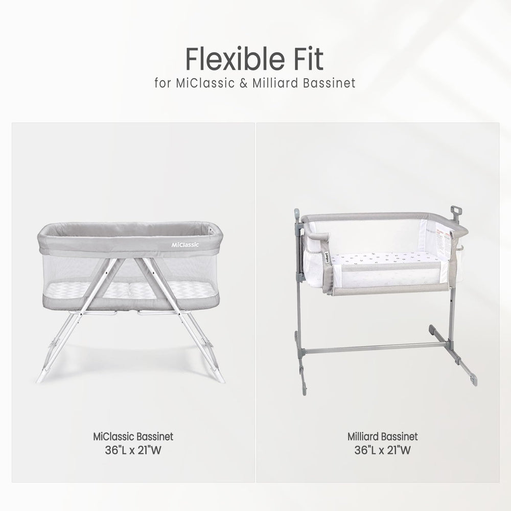 lulumoon bassinet sheet secure-fit elastic edge demonstrates snug, secure fit
