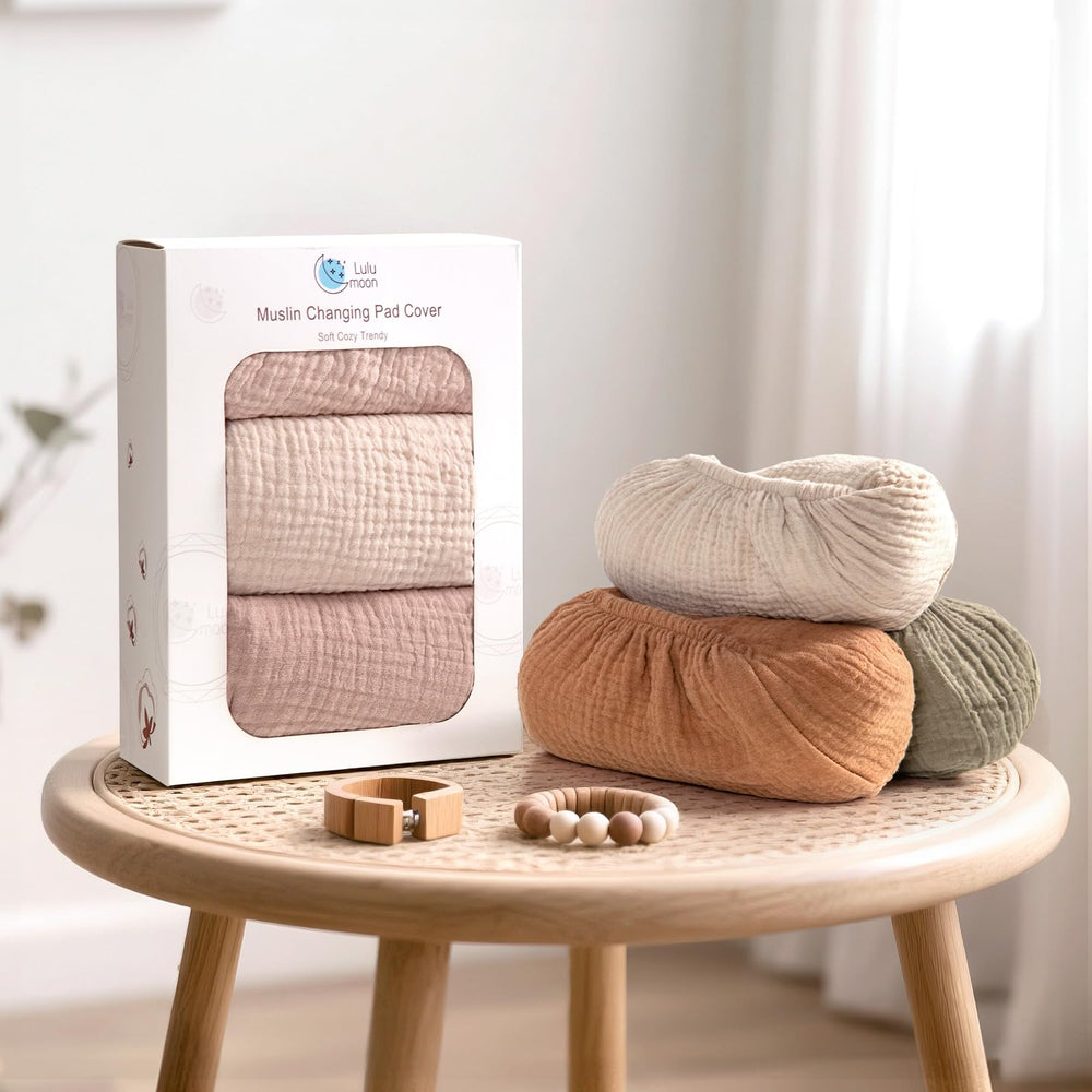 Lulumoon breathable muslin fabric changing pad cover for comfortable diaper changes