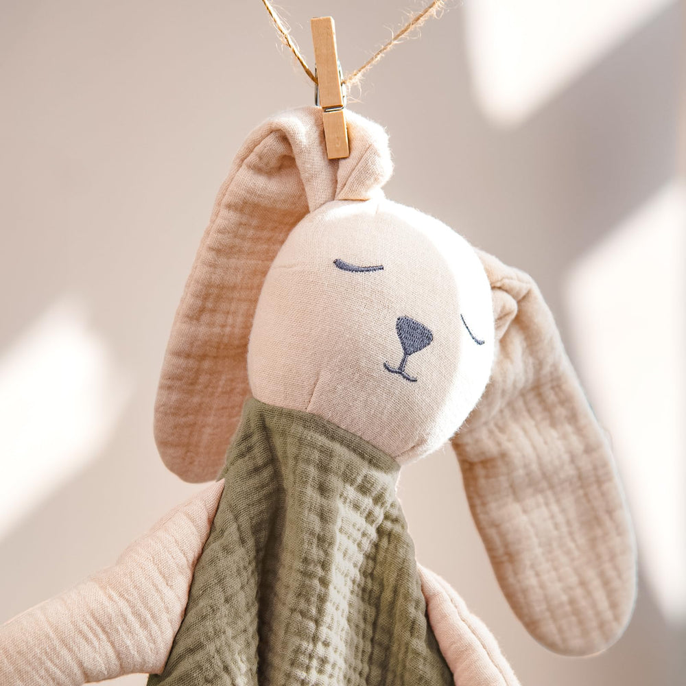 Lulumoon Bunny Lovey in daycare scene for nap-time comfort