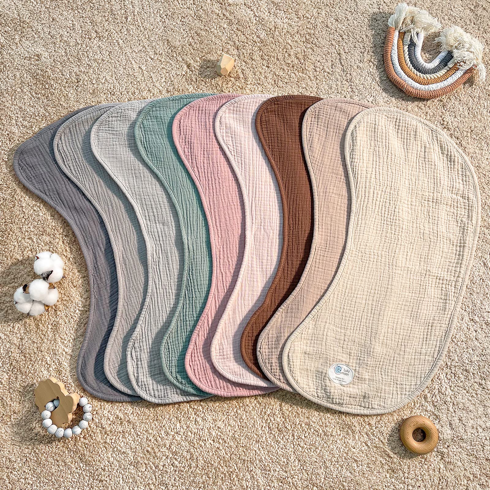 lulumoon muslin burp cloths make a thoughtful neutral baby shower gift