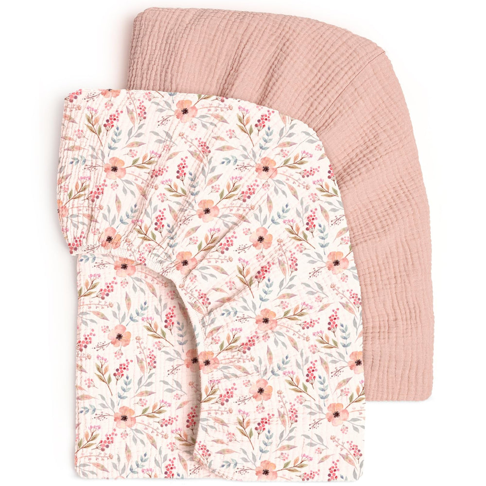 Lulumoon fitted crib sheets floral pattern on mattress provide breathable comfort.