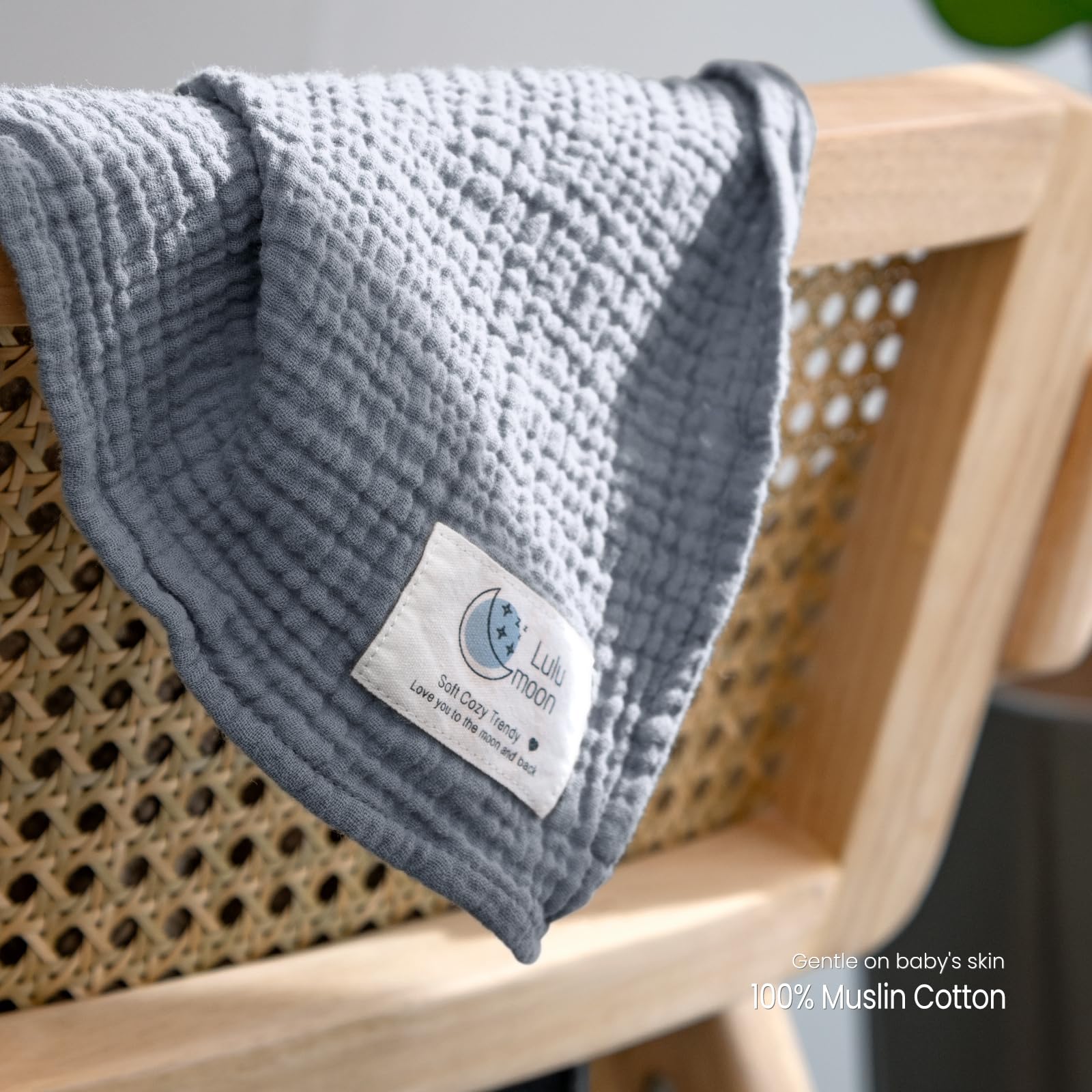 Lulumoon multi-use nursing cover with grey swaddle for privacy and versatility.