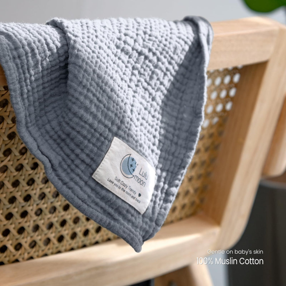 Lulumoon multi-use nursing cover with grey swaddle for privacy and versatility.
