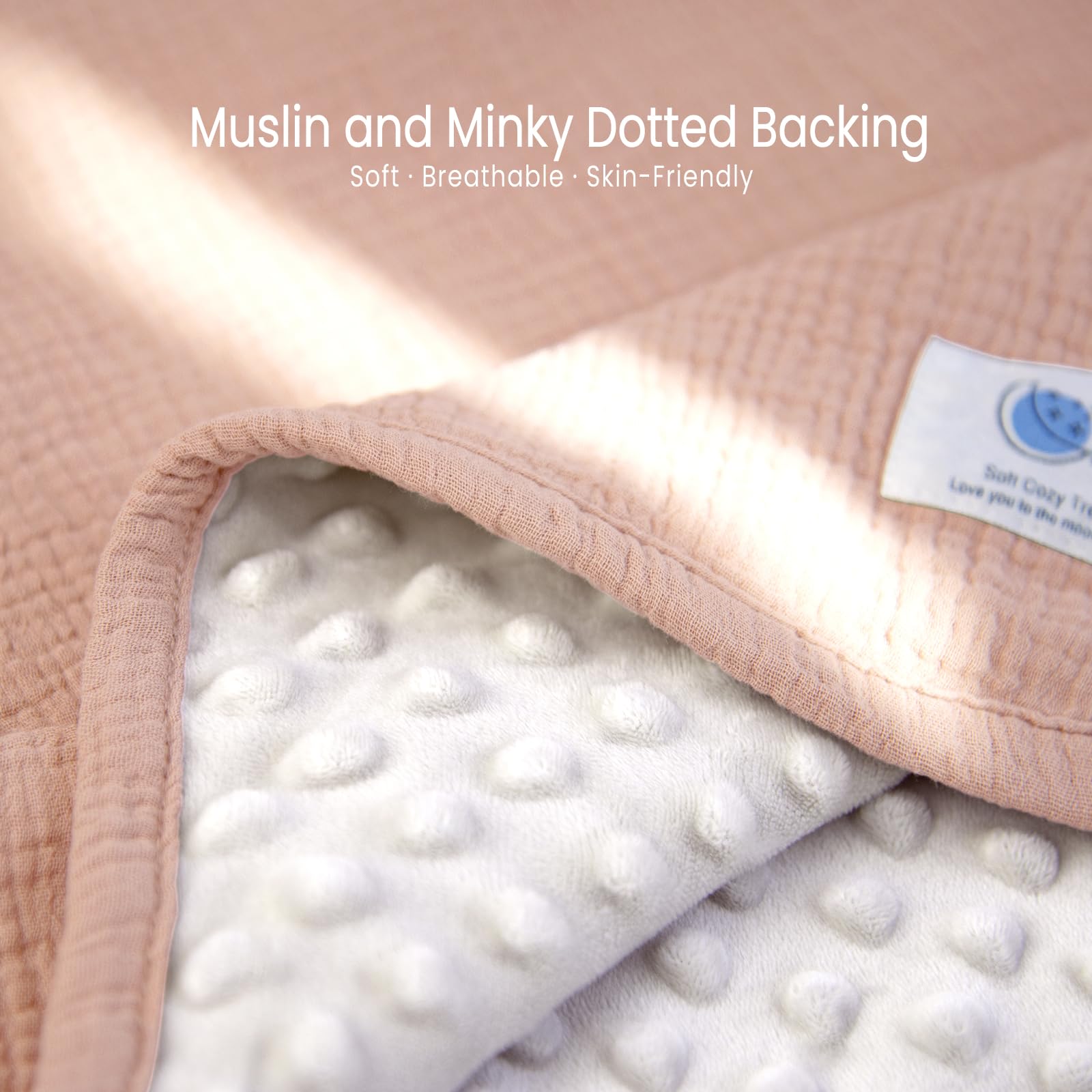 lulumoon muslin baby blanket pink 30x40 size displayed for newborn cuddles