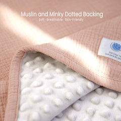 lulumoon muslin baby blanket pink 30x40 size displayed for newborn cuddles