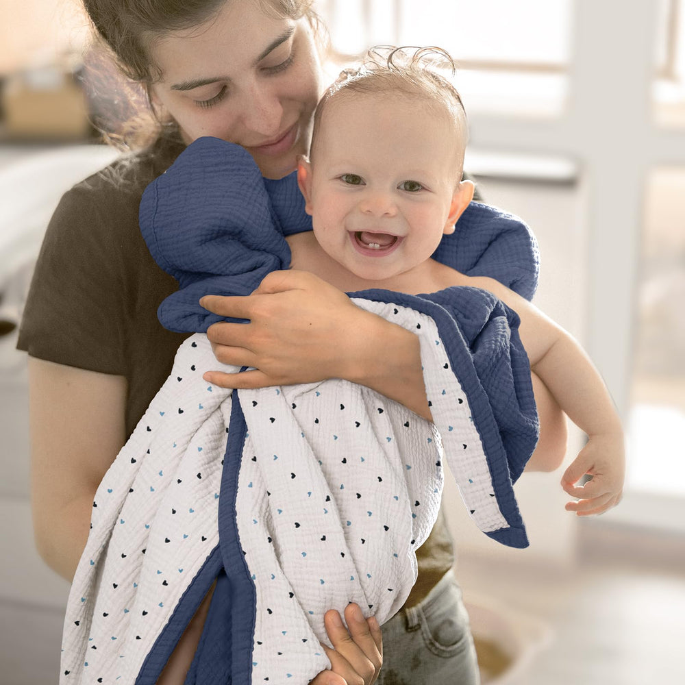 lulumoon Muslin Baby Blanket blue color suitable for both genders.