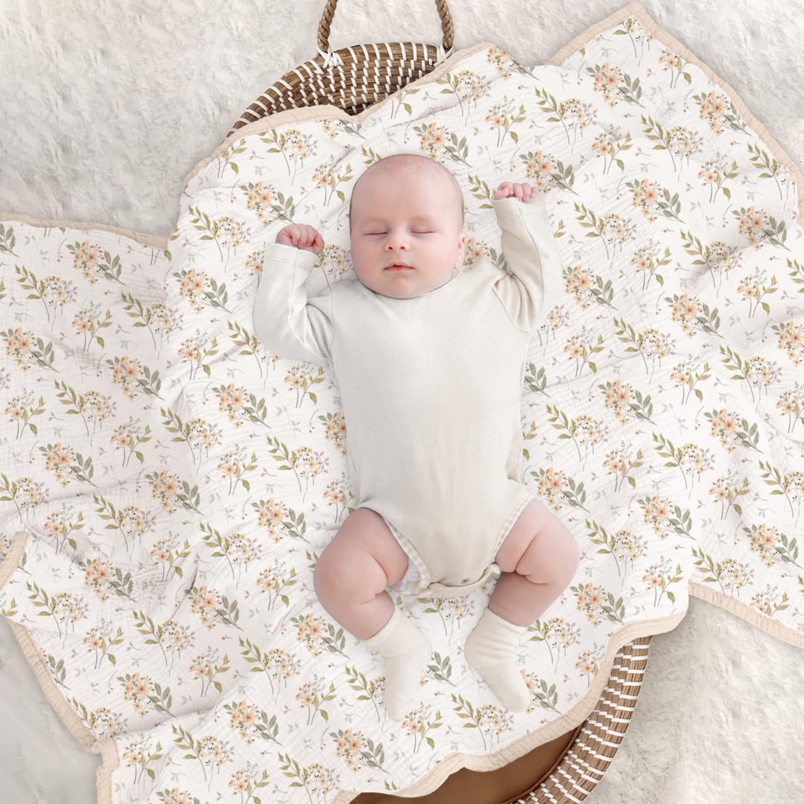 Lulumoon Muslin Baby Blanket fabric texture close-up highlights gentle touch
