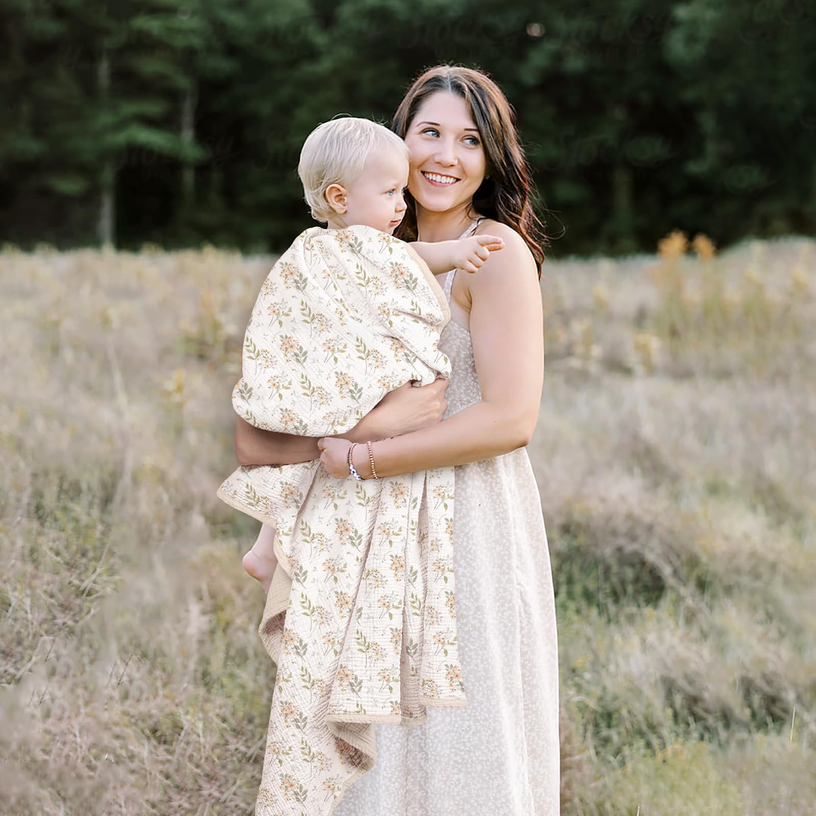 Lulumoon Muslin Baby Blanket used for nap-time cuddles and stroller warmth
