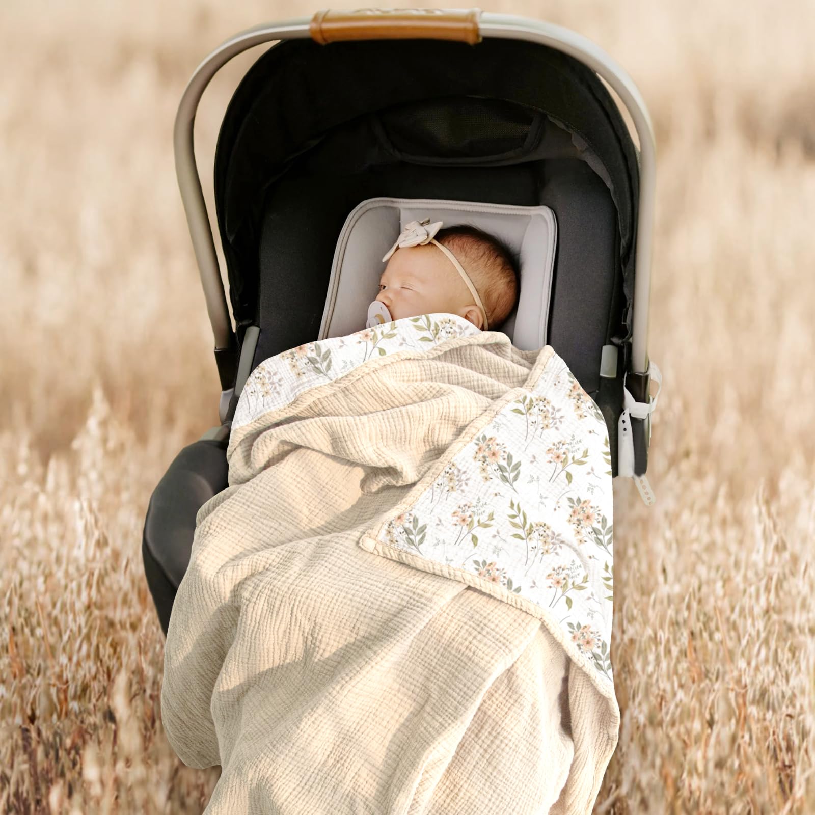 Lulumoon Muslin Baby Blanket in nursery setting provides soft, breathable play backdrop