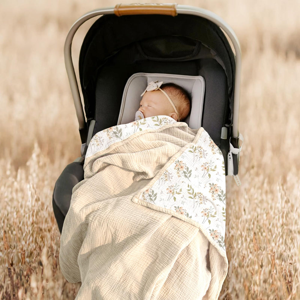 Lulumoon Muslin Baby Blanket in nursery setting provides soft, breathable play backdrop