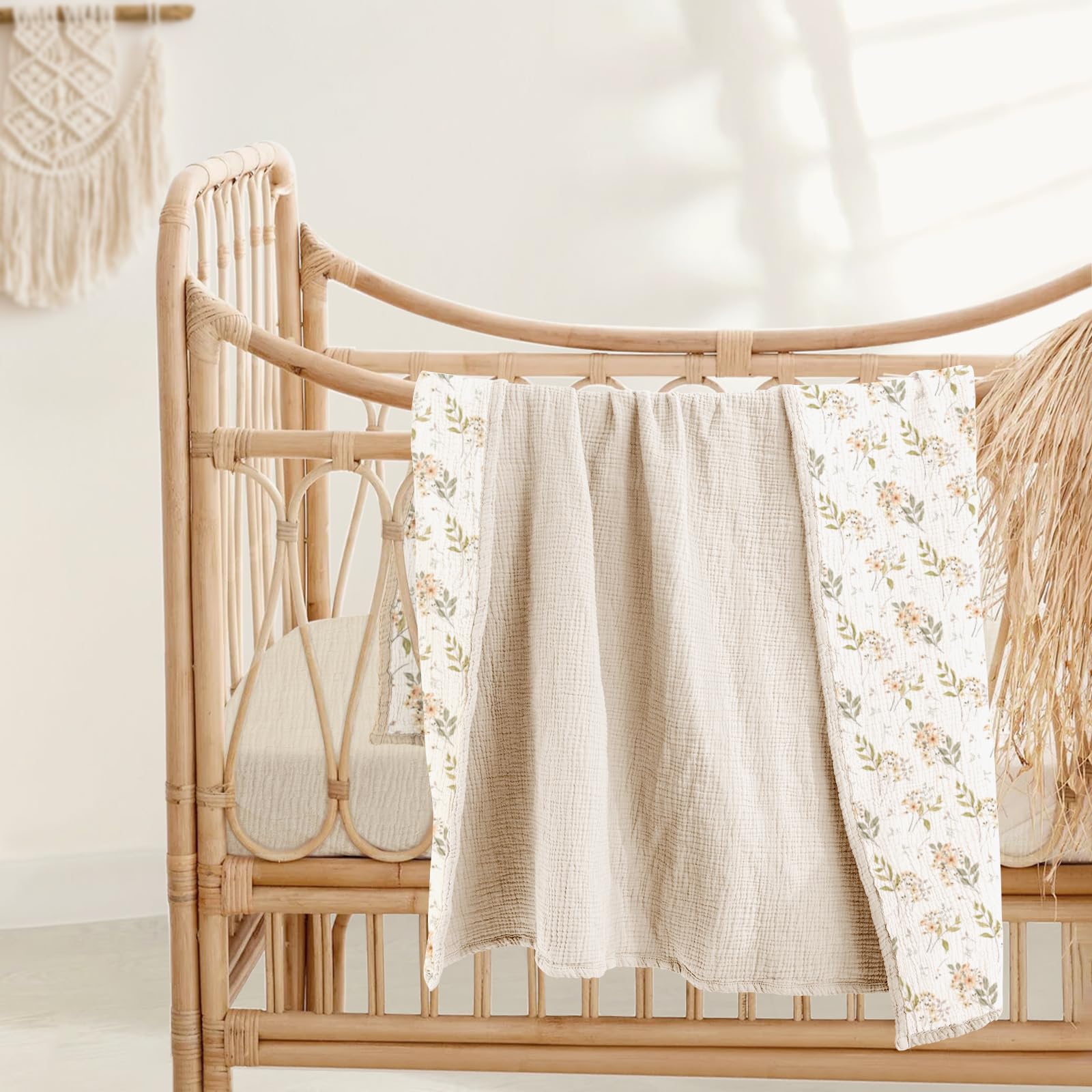 Lulumoon Muslin Baby Blanket Ivory Flower packaged gift box ideal for baby showers