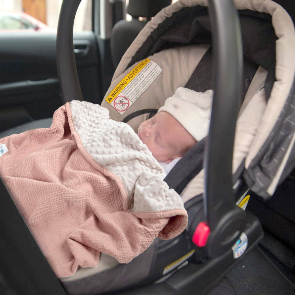lulumoon muslin blanket pink travel-friendly for car seat or stroller