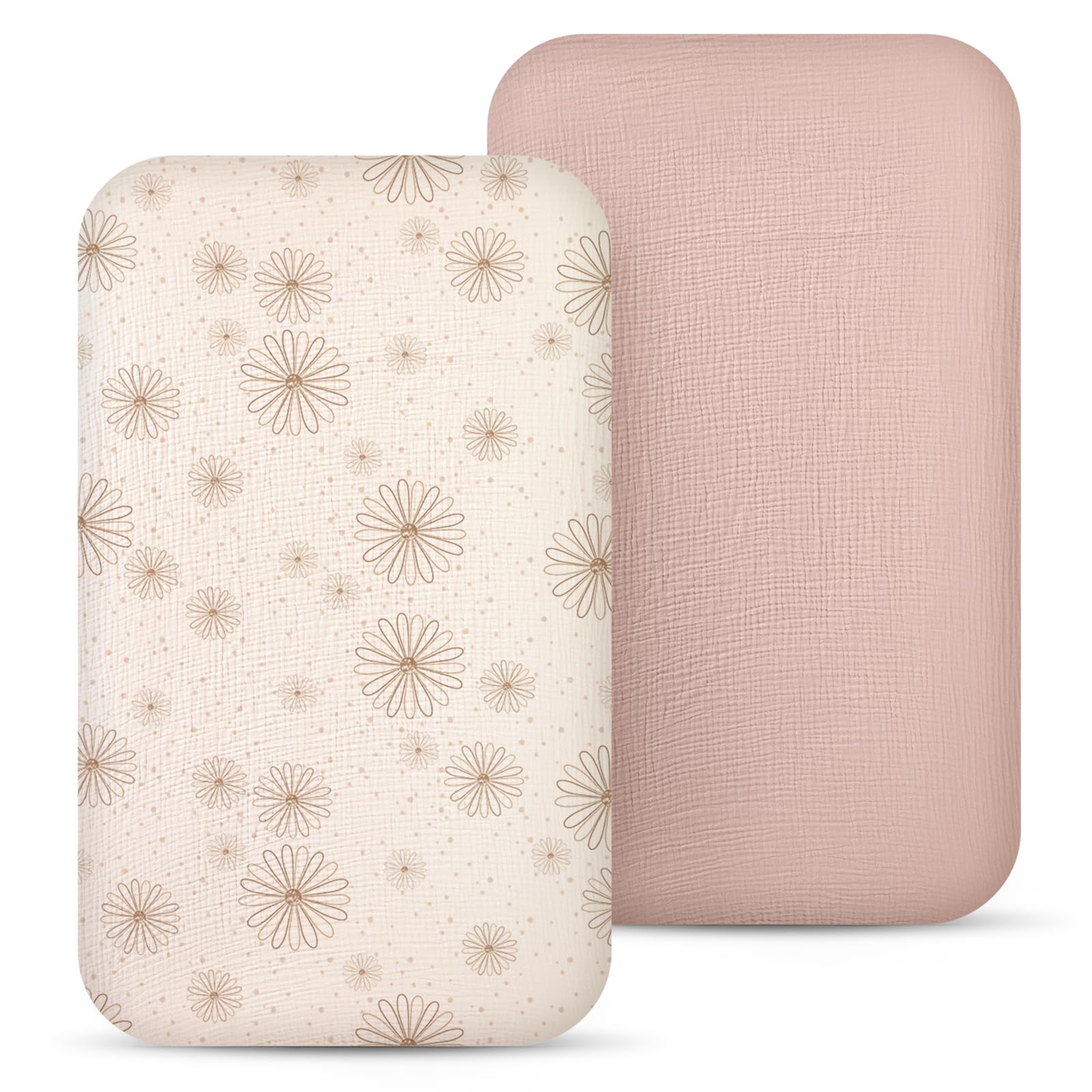 lulumoon muslin bassinet sheet close-up shows breathable cotton for baby's comfort
