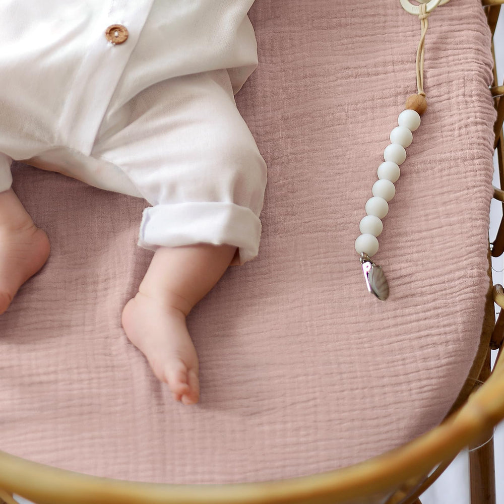 lulumoon bassinet sheets breathable muslin closeup soft skin friendly