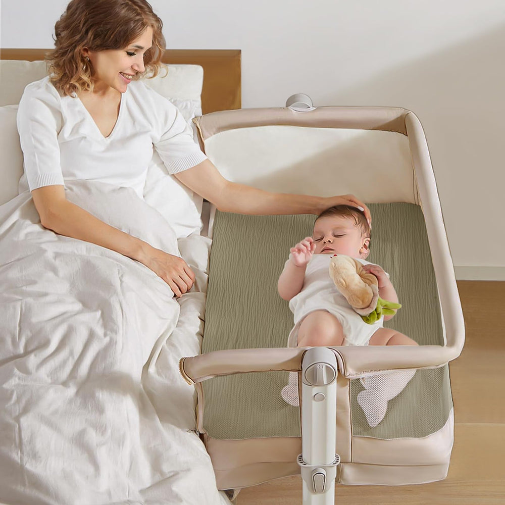 lulumoon muslin bassinet sheets elastic edge keeps sheets in place through night wriggles.