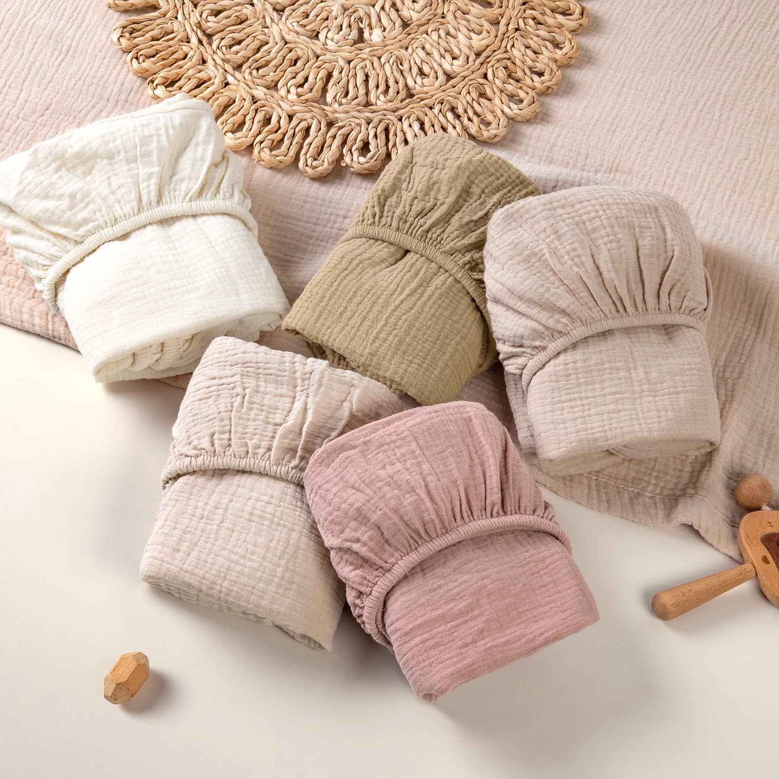 Lulumoon Muslin Bassinet Sheets gift packaging makes a thoughtful baby shower gift.