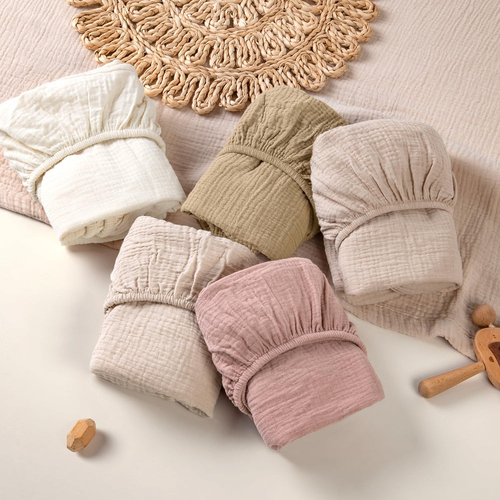 Lulumoon Muslin Bassinet Sheets gift packaging makes a thoughtful baby shower gift.