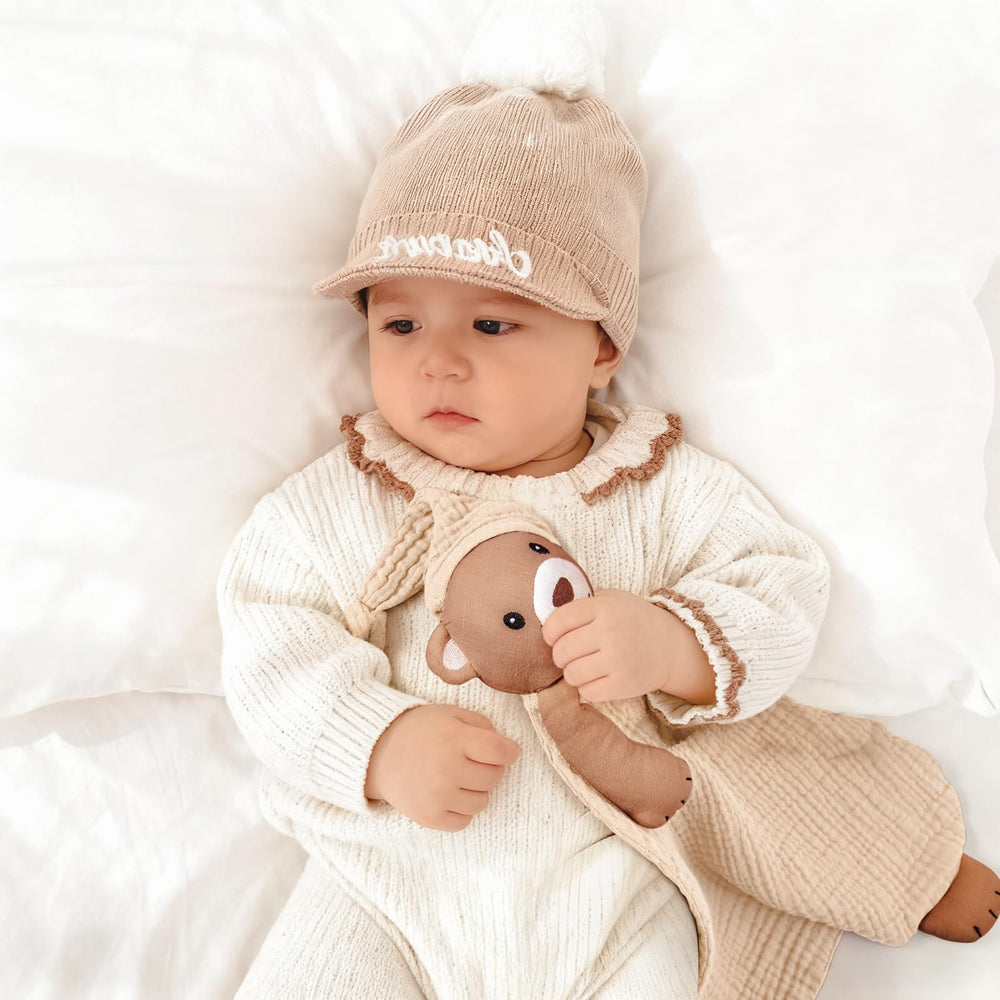 lulumoon muslin bear lovey baby on the go easy carry during outings