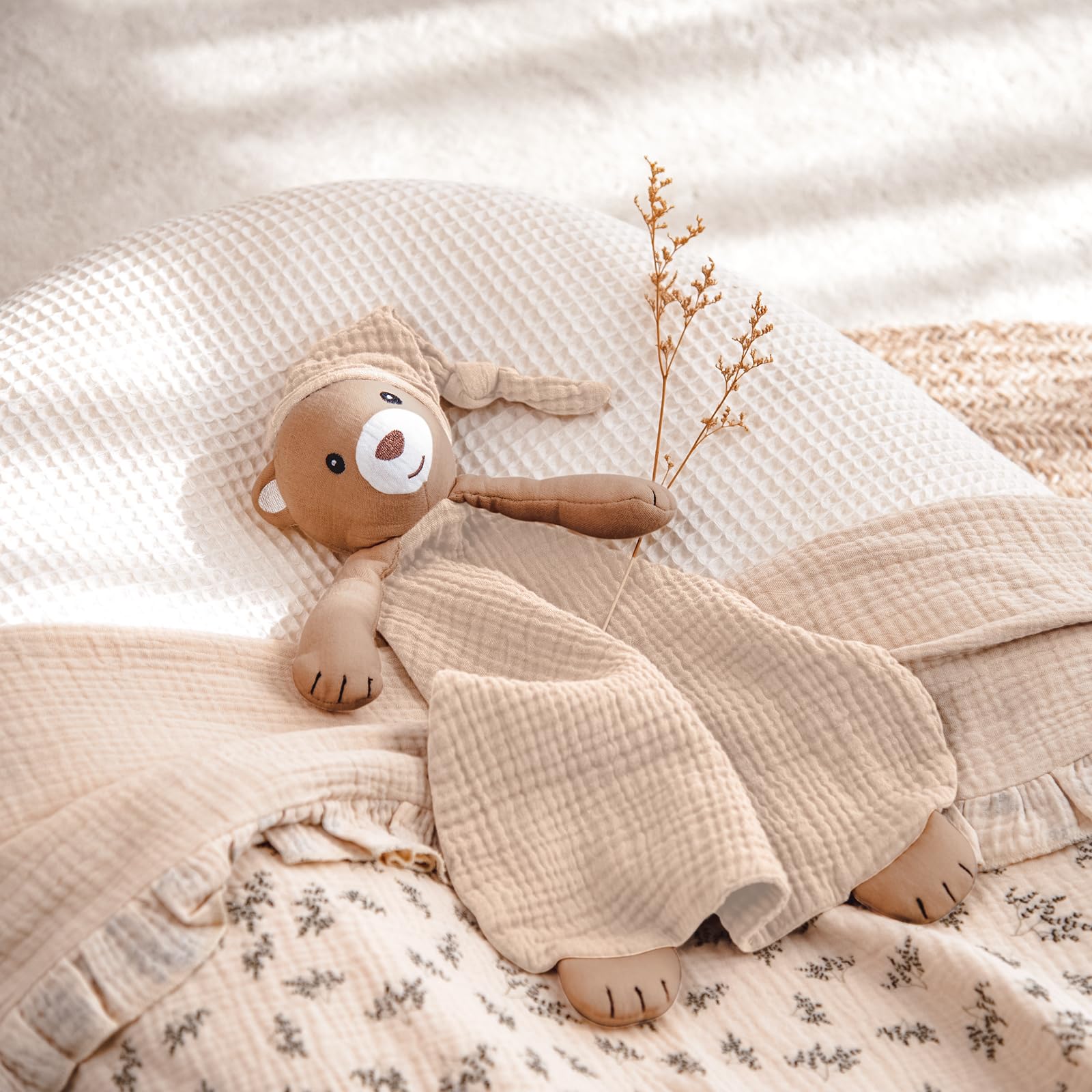 lulumoon muslin bear lovey measurements hands perfect grasp-friendly size