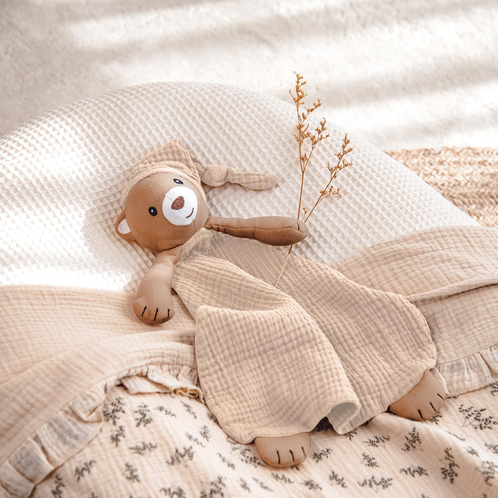 lulumoon muslin bear lovey measurements hands perfect grasp-friendly size