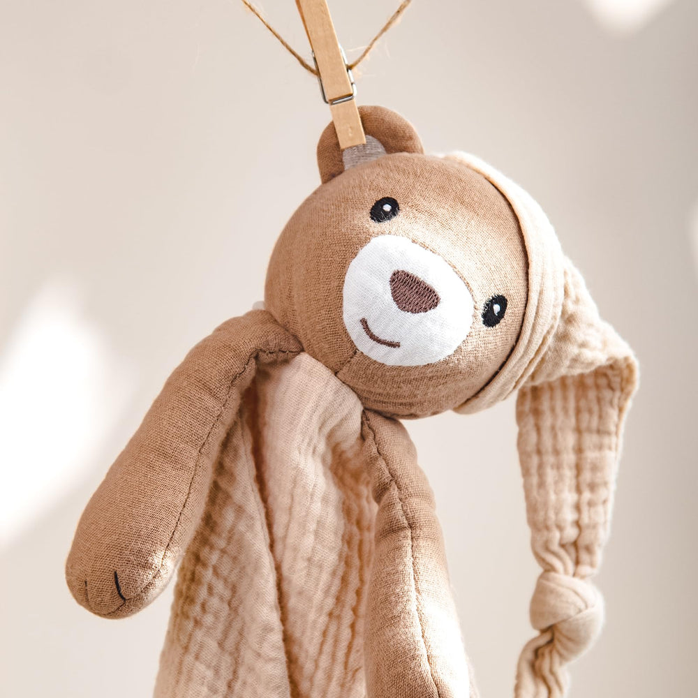 lulumoon muslin bear lovey packaged giftable packaging ideal for baby showers