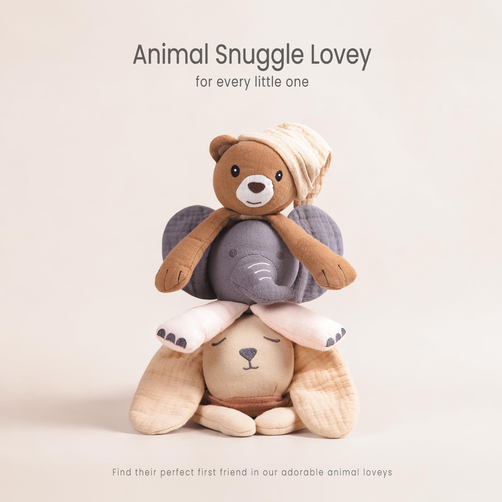 lulumoon muslin bear lovey sleep-ready crib with soothing companion