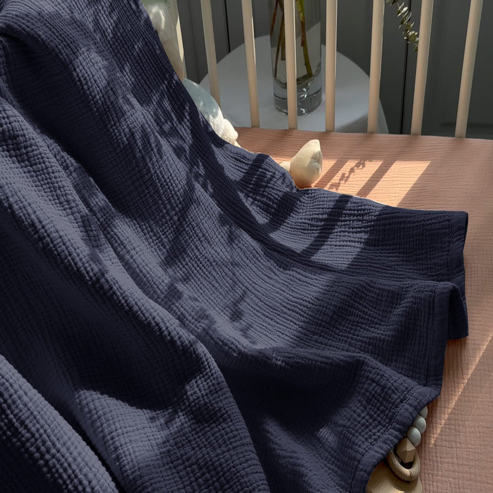 Lulu Moon Muslin Blanket blue gift-ready box presentation for baby gifts