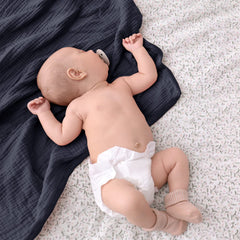 Lulu Moon Muslin Blanket blue naptime use for versatile baby comfort